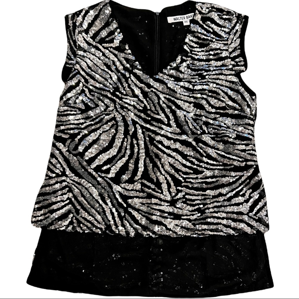 NWOT Walter Baker Akin Leopard Print Sequin Top